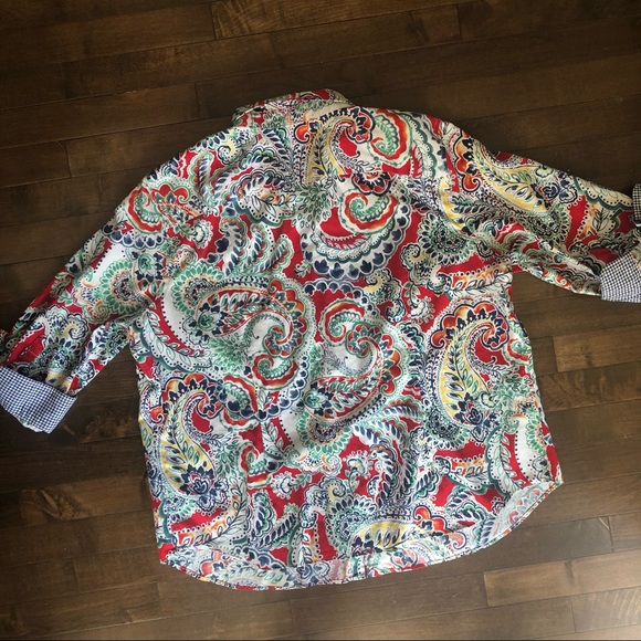 Chaps Multi-Color Paisley Print No Iron Shirt Size 2X - Picture 7 of 11